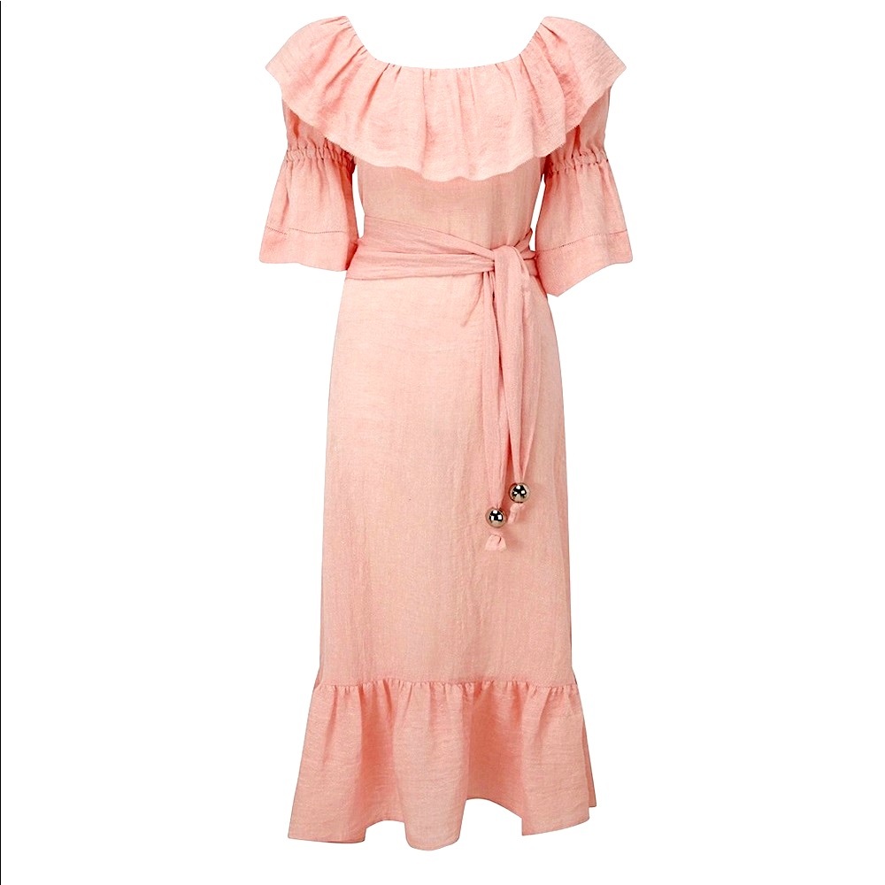 LISA MARIE FERNANDEZ Natasha pink metallic gauze dress